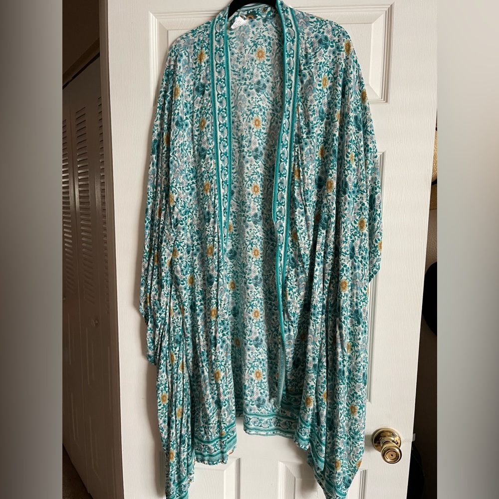Long Open Floral Kimono